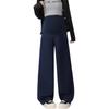 Maternity Dark Blue Wide-Leg Denim Jeans - Colorfast, Casual, Straight-Leg Support Pants for Spring.