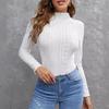 Women's Casual Small High Neck Solid Colour Slim Thin Long Sleeve T-shirt