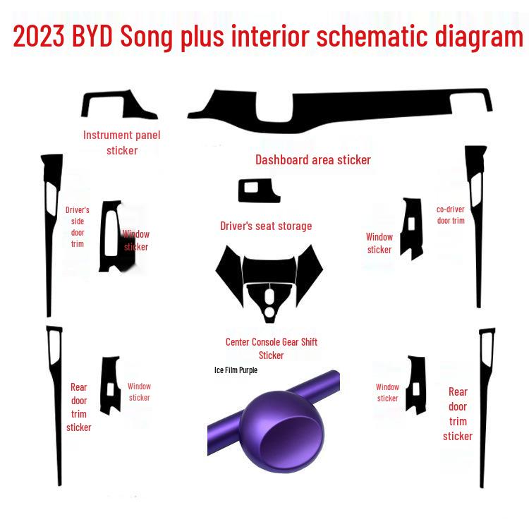 BYD Song Plus Interior Stickers: Carbon Fiber Anti-Scratch Console Gear Shift Wrap (Fits 20 Models)