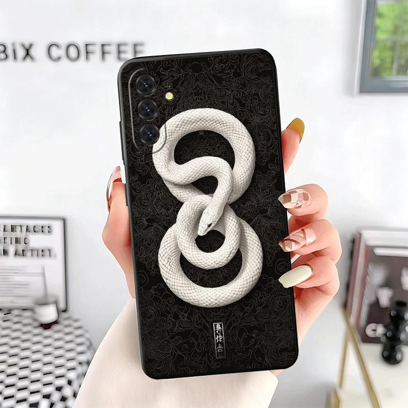 Черный змеиный рисунок Мягкий чехол для телефона для Samsung A17 A37 A57 A16 A26 A36 A56 A15 A25 A35 A55 A14 A24 A34 A54 A13 A23 A33 A53 A52 A