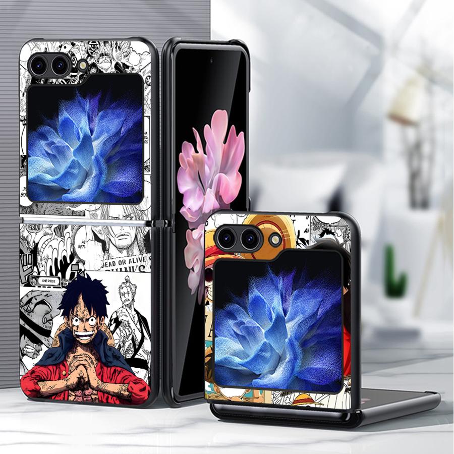 Hard Phone Cover Case for Samsung Galaxy ZFlip5 Z Flip 7 6 5 4 3 ZFlip6 ZFlip3 ZFlip4 ZFlip7 FE One Piece Captain Luffy
