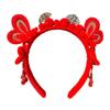 Головной убор Новогодний обруч для волос Вышитый бант Древний стиль Повязка на голову Красная плюшевая повязка Фестиваль