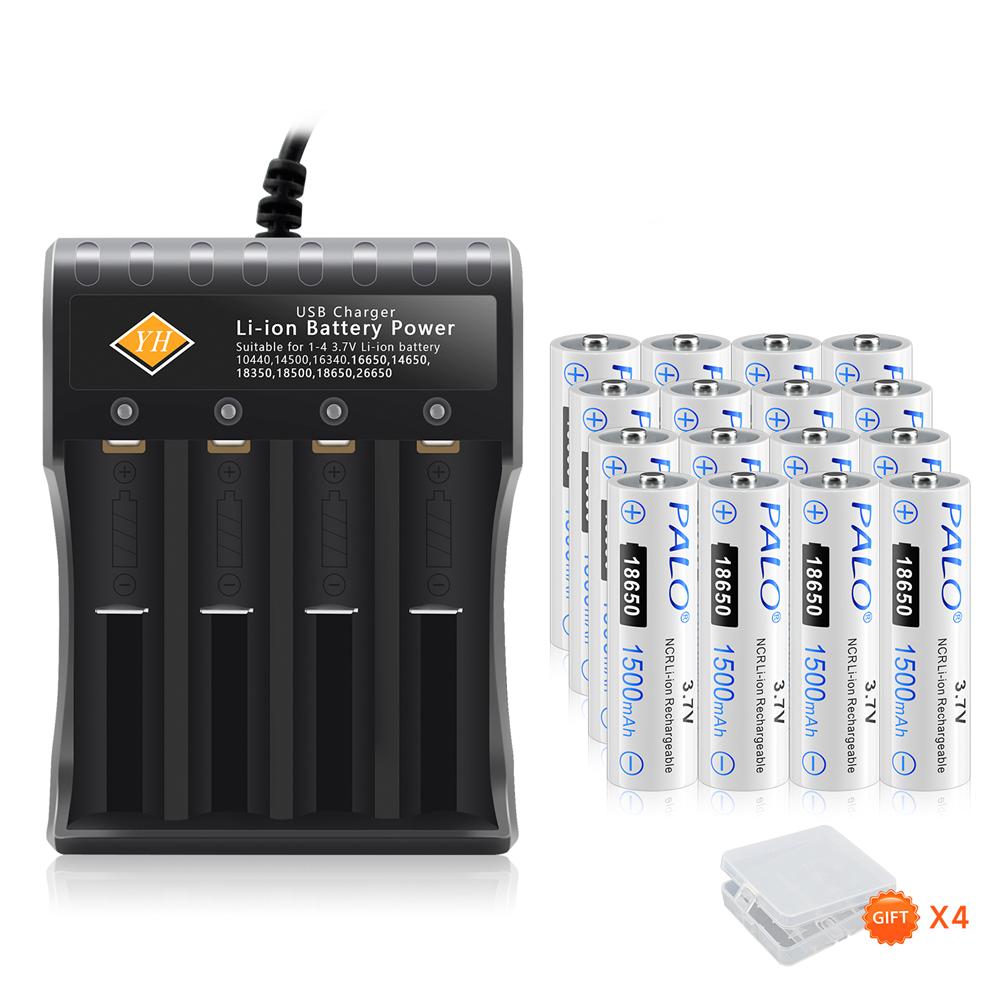 PALO 100% Original 18650 Battery 3.7V 18650 Lithium Ion Rechargeable Batteries 18650 Li-Ion Battery for Laser Pen Light Flashlig