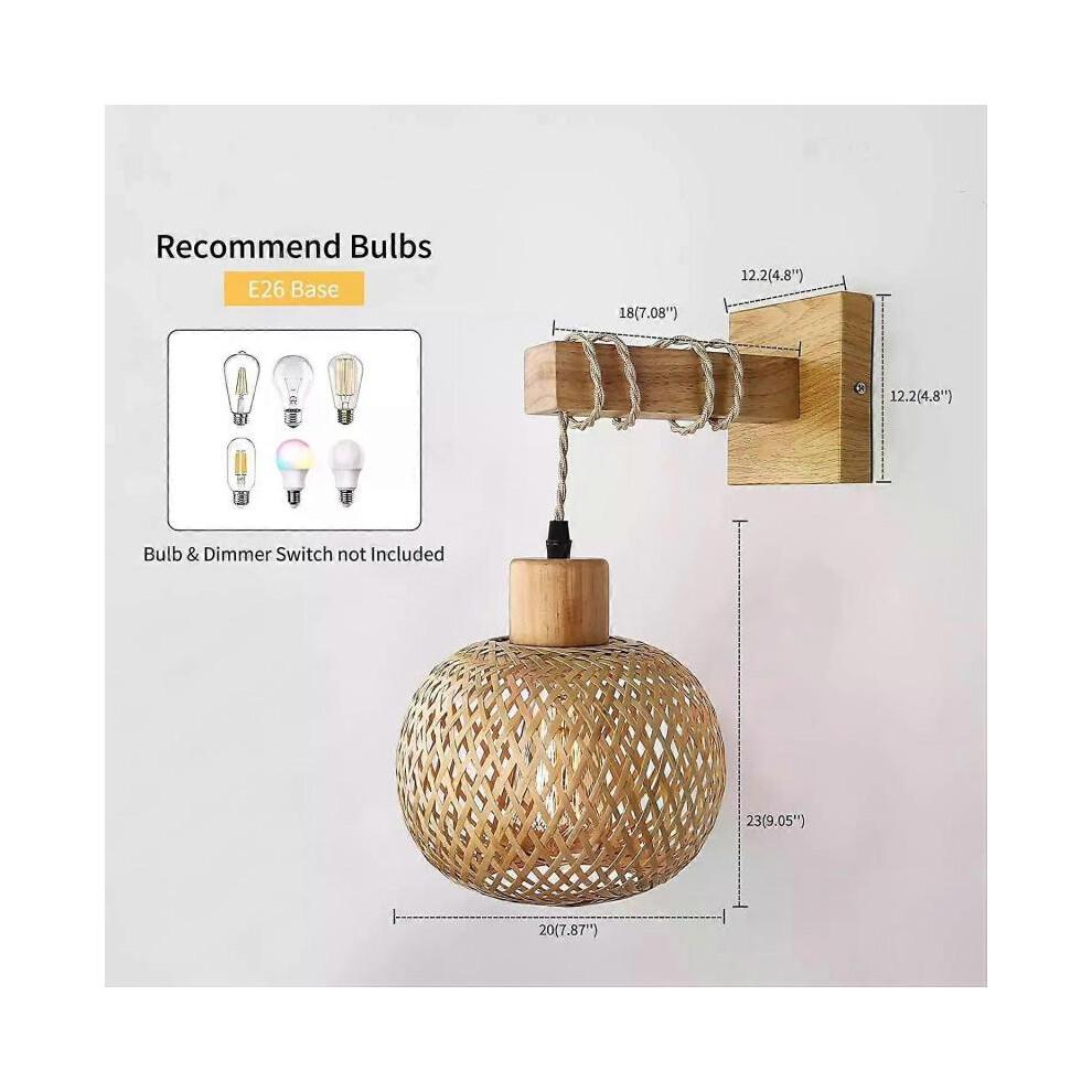 Retro Japanese Style Bamboo Wall Lamp Restaurant Rattan Lighting Bedside Bedroom Farmhouse Country Interior Background Wall Lamp