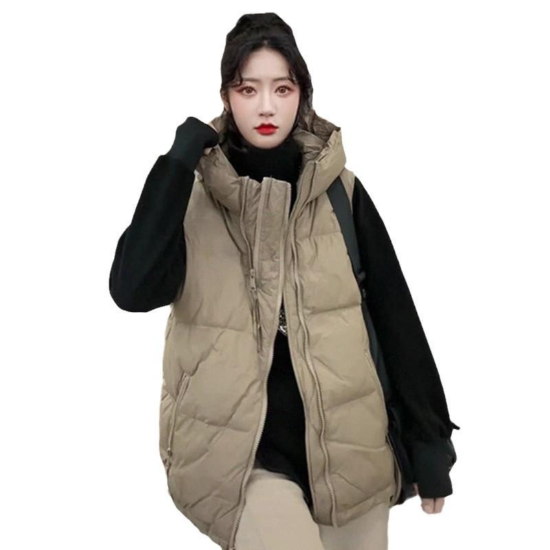 Пуховый жилет женское осенне-зимнее короткое пальто 2024 новый жилет с капюшоном пуховик жилет модное пальто