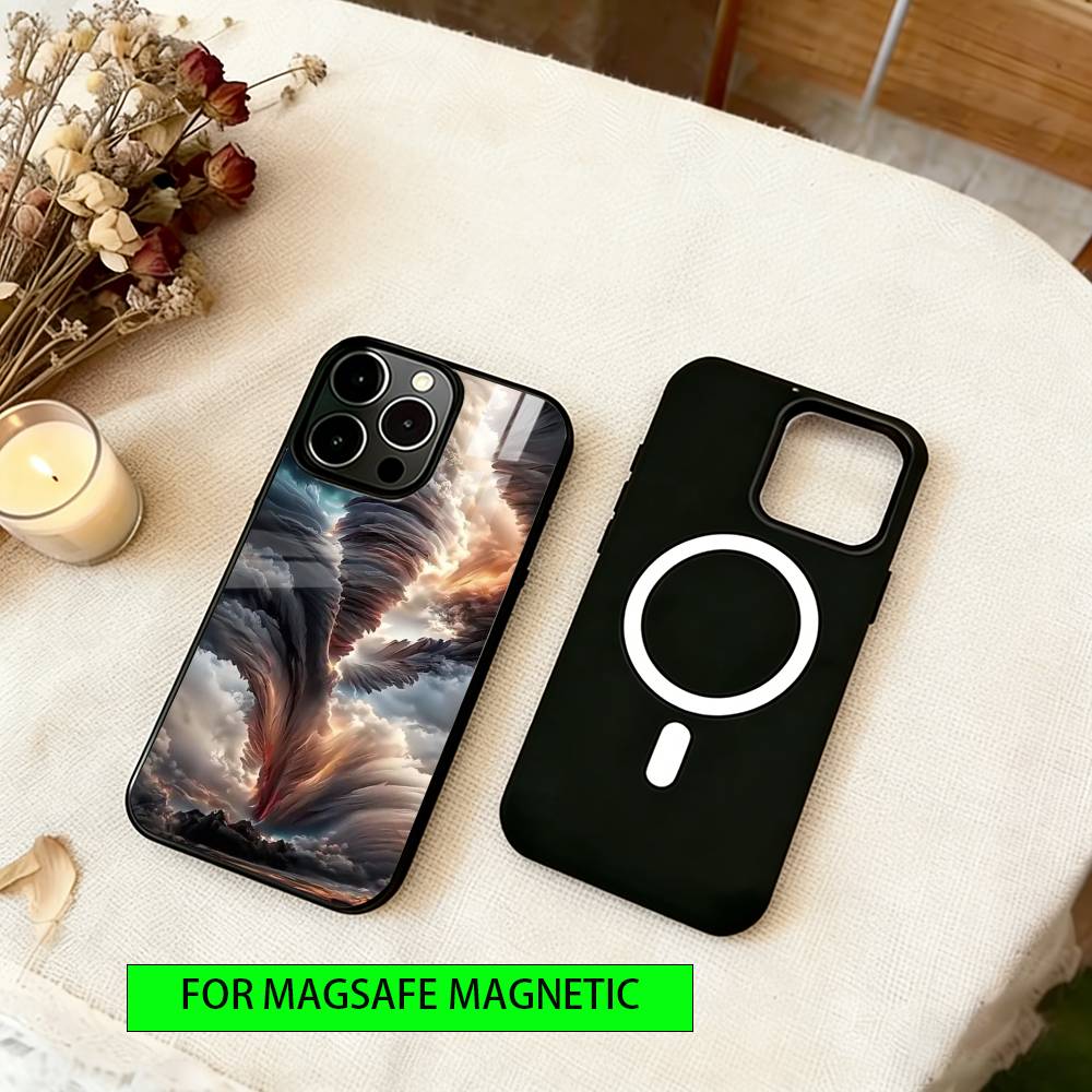 Чехол для телефона с изображением стихийных бедствий для iPhone 17, 16, 15, 14, 13, 12, 11 Plus, Pro, магнитный, для беспроводной зарядки Magsafe