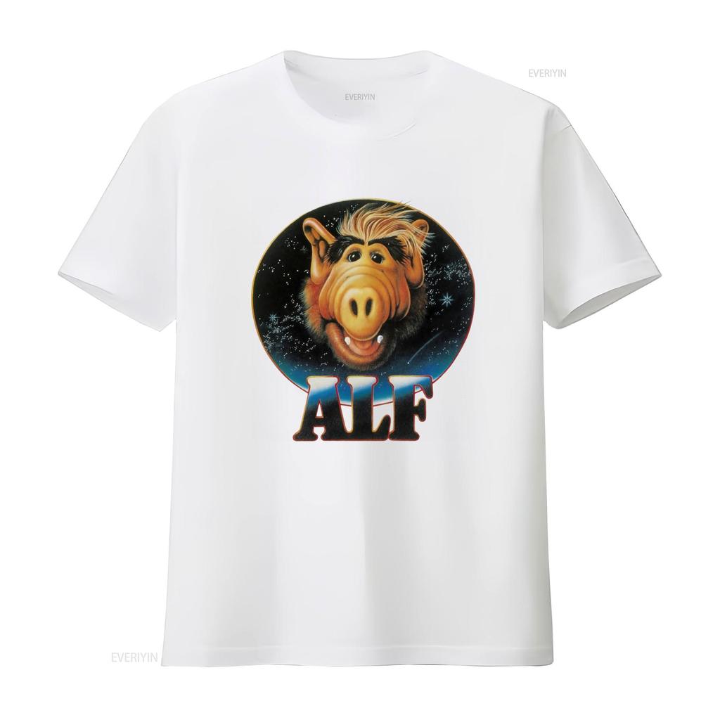 Футболка Alf Alien Lite Ретро Принт Персонажа Научной Фантастики Повседневная Удобная винтажная Стирка Дизайнерская одежда Топ Для Повседневной Носки