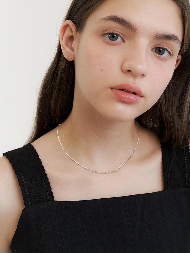 Ожерелье для цепочки из нержавеющей стали азуки можно носить все 50 аксессуаров [ChainsHouse] женщины, только, сталь, цепочка, гипоаллергенно, время, серебро,