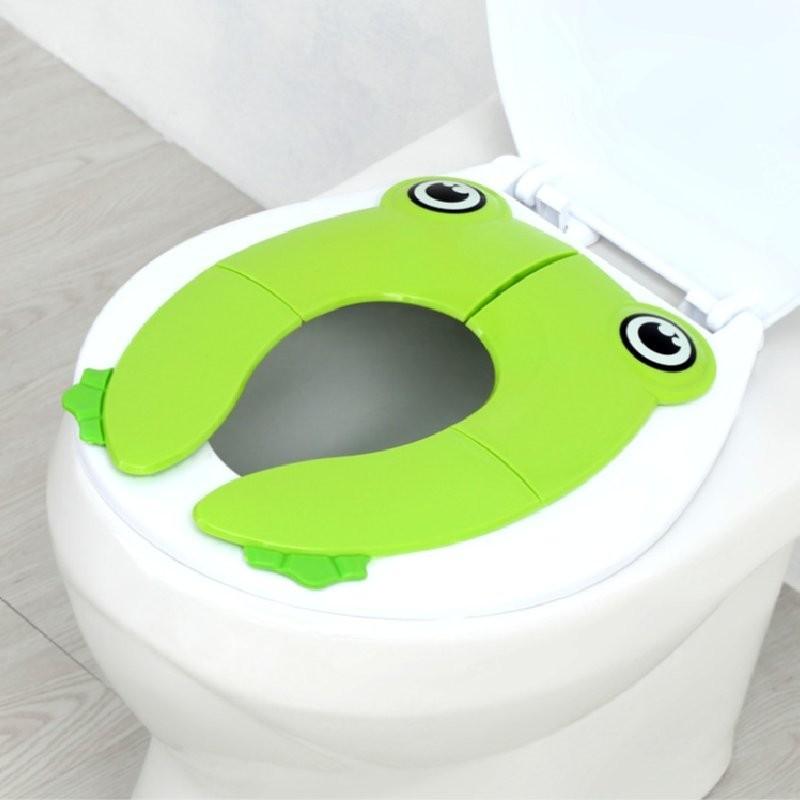 Настраиваемая Складная Портативная Подушка для Сиденья Унитаза 'Сова' для Детей Доступна в Зеленом Лягушонке, Розовом Лягушонке и Синем Лягушонке
