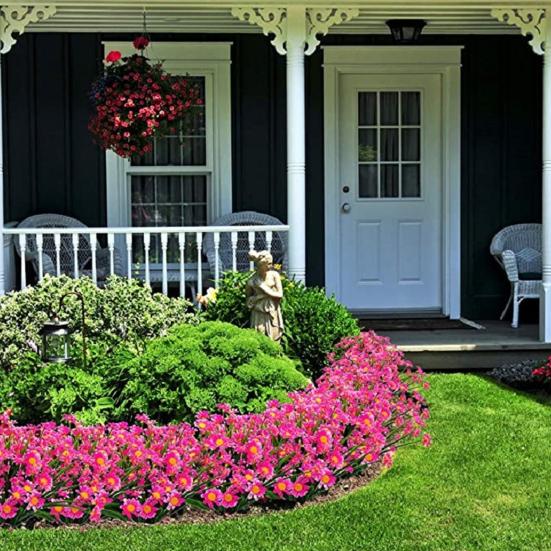 2 шт. искусственных ромашек, букет, устойчивые к погодным условиям, искусственные растения, искусственная зелень, искусственные ромашки для внутреннего, наружного, садового, крыльца, свадебного декора