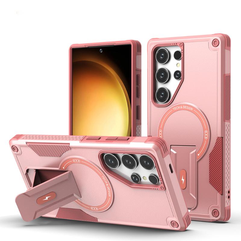 Для Magsafe Magnetic Armor противоударный кронштейн мягкий TPU + однотонный жесткий чехол для телефона из ПК для Samsung S25 Ultra S24 Ultra Plus чехол