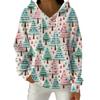 Women's Fashion Casual Christmas Print Pullover Long-Sleeve Hooded Sweatshirt