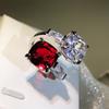 European and N Ring Noble and Elegant Female Inlay Burning Red Stone Opening Ring