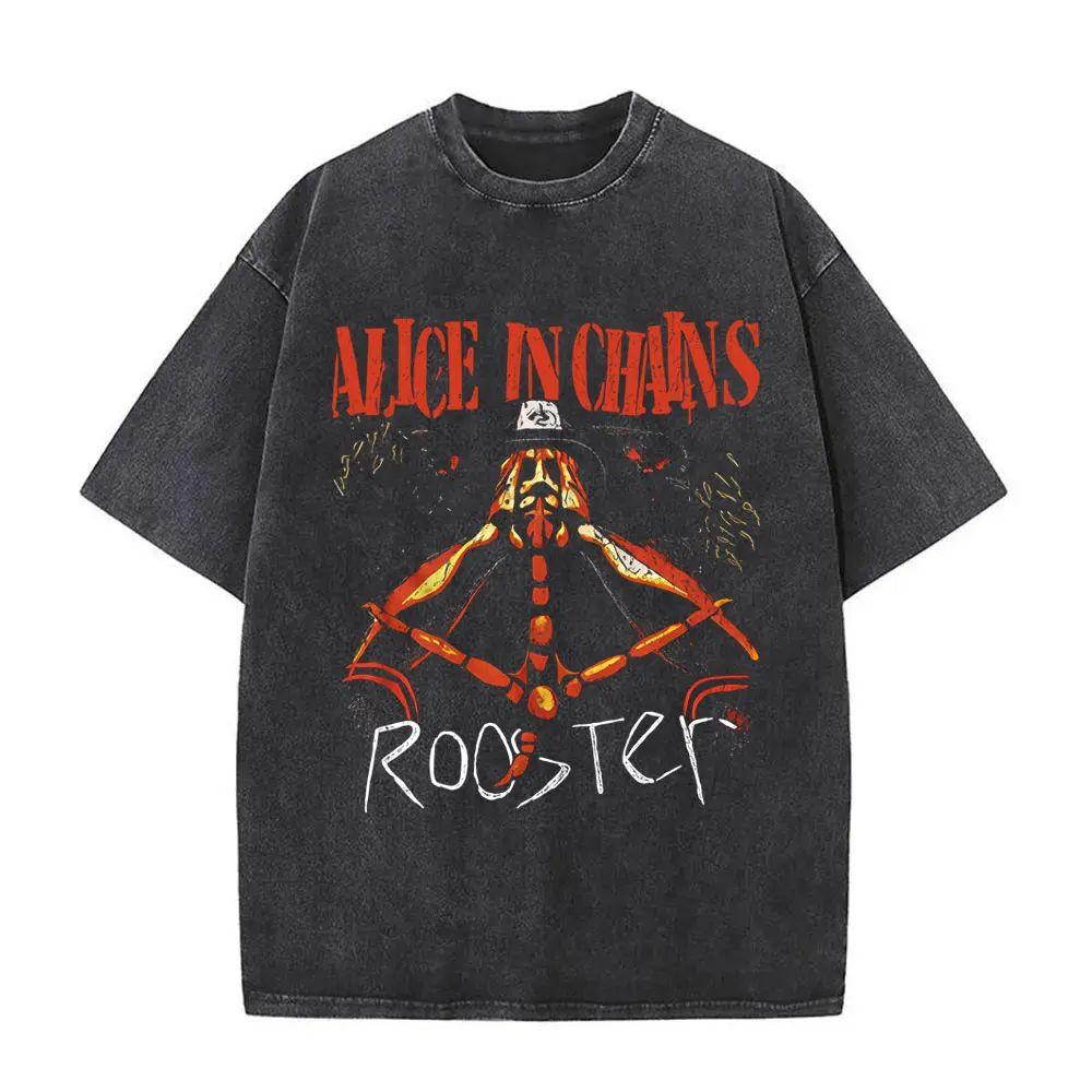 New in Top & Tees Mens T-Shirt Camisetas Rock Band Alice in Chains Dirt Washed Vintage Short Sleeved Round Neck Y2k Tshirt