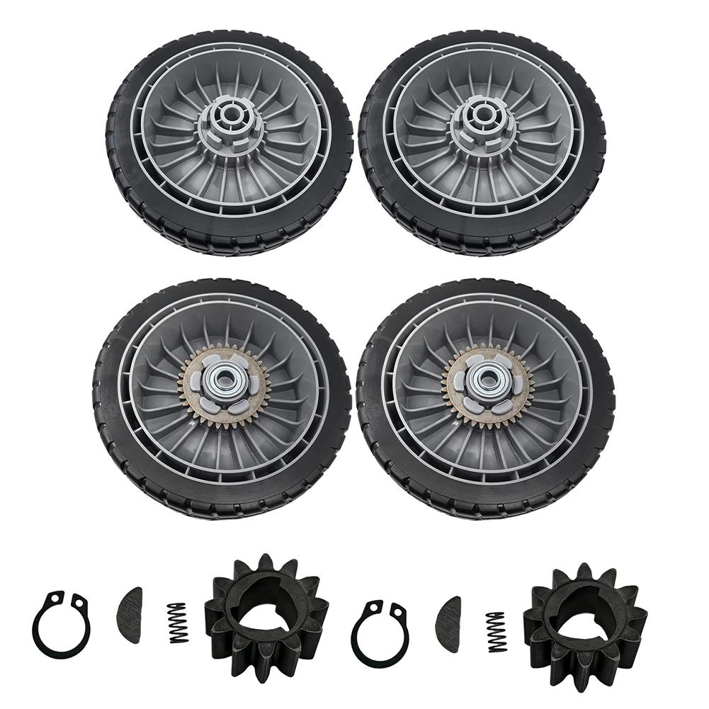 For Honda Compatible Lawn Mower Wheels for HRR216 HRS216 HRT216 8 Inch Diameter 2 Inch Wide with Gear and Clip Set