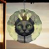 360 Degree Rotating Metal Wind Spinner Outdoor Indoor Black Cat Green Leaves Design Holiday Decor for Halloween Christmas Thanksgiving