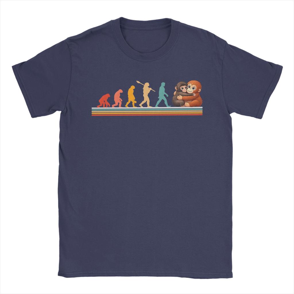 Unisex Funny Evolution Hugging Monkey Punch Primate Science T Shirt Cotton Clothing Short Sleeve Round Neck Tees Printing TShirts