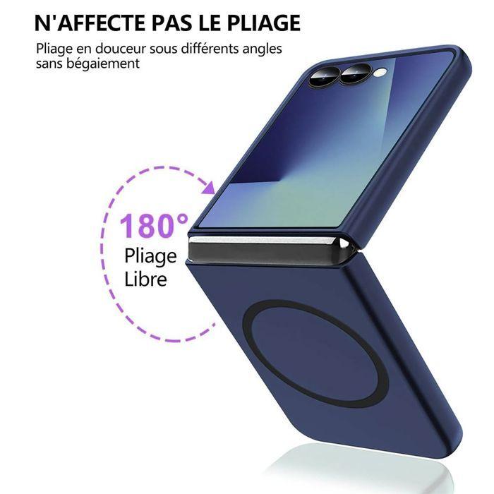 Coque pour Samsung Galaxy Z Flip 8, Rigide avec Cercle Magnétique - Bleu Marine - 2 Verres Trempés