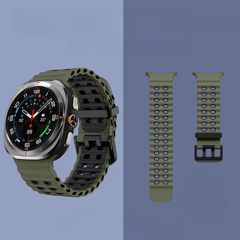 Морской ремешок для Samsung Galaxy Watch ultra Ремешок 47 мм Аксессуары Двухцветный Спортивный силиконовый Браслет Galaxy Watch 7 ultra Ремешки