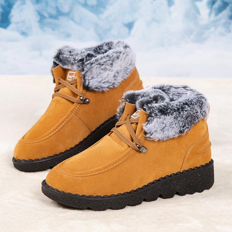 Зимние ботинки на плоской подошве для женщин, новинка на осень и зиму, короткие толстые плюшевые ботинки со шнуровкой и большим круглым носком