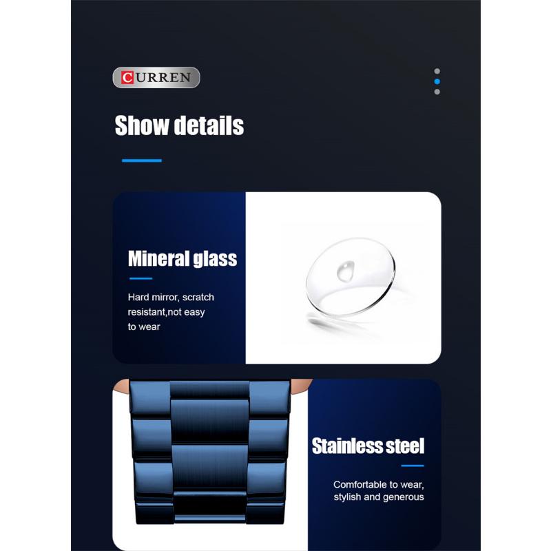 CURREN New Top Men's Watches Calendar Steel Band Quartz -off Business Creative Male Watch