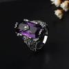 925 Silver Sterling Rectangle Ring 1 .1ct Purple Natural Amethyst Gemstone Jewelry Bizuteria Fine Gemstone Diamond Jewelry Women