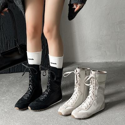 Боксерки 25 осень и зима новые легкие тренировочные универсальные ретро с внутренней высотой увеличивающей рост внутренний и внешний верхний слой универсальные короткие ботинки тонкие ботинки