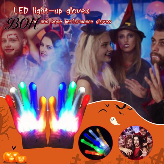 Colorful LED Gloves for Festivals Light Up with 6 Flashing Modes, Rave Christmas Glowing Costume Glow Halloween Party, Concert Festival Accessories