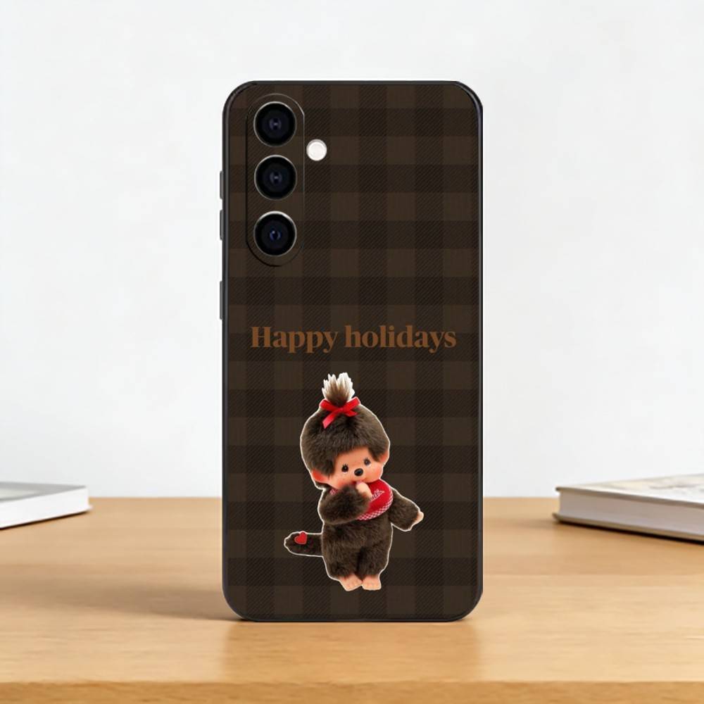 Cute M-Monchhichi Phone Case For Samsung Galaxy A73,A72,A71,A70,A53,A52,A51,Soft Silicone Black Cover