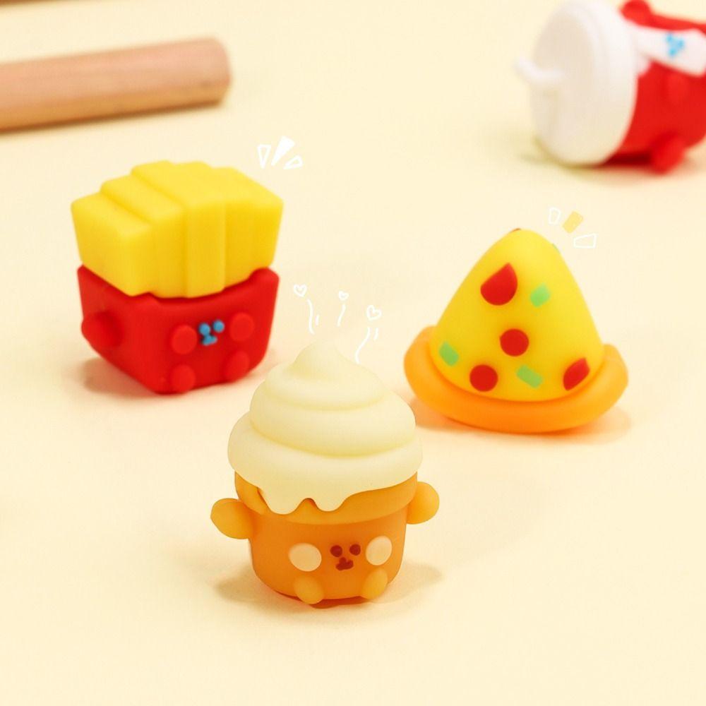 Cheese Bear Panda Fast Food 3D Shape Eraser Pencil Wiping Eraser  Correction Supplies