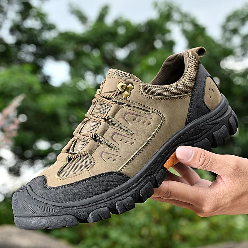 Fashion Outdoor Men Casual Shoes Genuine Leather Lace-Up Mens Sneakers High Quality Comfortable Hiking Footwear Breathable Walking Shoes