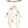 Теплый хлопковый пижамный комбинезон для малышей 1-3 лет, Осень-Зима, С закрытым животом, Анти-пинок