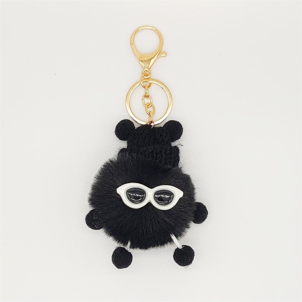 1pc Fashion Cute Mini Ice Cream Key Ring With Tassel Student Fluffy Pom Pom Velvet Plush Keychain For Girls Bag Decoration Gift