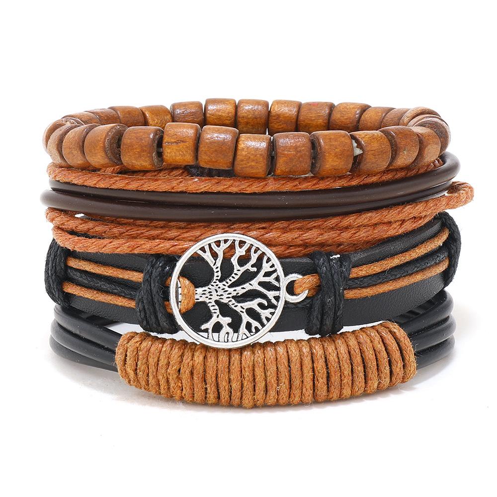9 Styles Vintage Leather Bracelet for Women Men Woven Bracelet Set Punk Style Men's Multi-layer Braided Bracelet Charm Jewelry Gifts