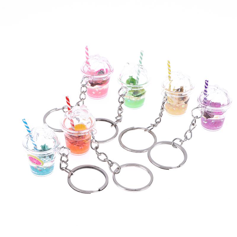 1 шт., креативный мини-светящийся молочный пузырь, чашка чая, брелок для ключей для женщин и мужчин, милая сумка, подвеска, кольцо для ключей от автомобиля, ювелирные изделия, подарки