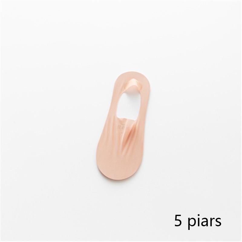 5 пар летних невидимых силиконовых противоскользящих носков, ультратонкие дышащие носки без показа, однотонные низкие носки-лодочки из ледяного шелка