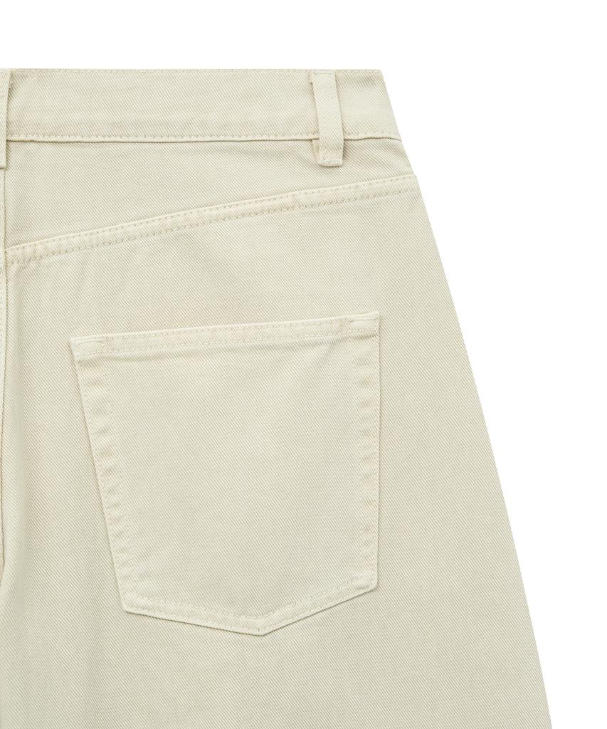 NOIRER FOR WOMAN Cotton Dyed Curved Denim Pants (Sand Beige)