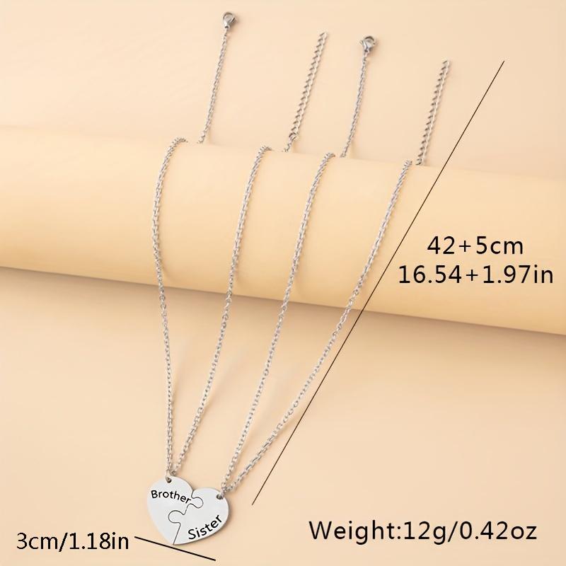 1 Set New Brother Sister Two Siblings Peach Heart Puzzle Necklace Stainless Steel Material Love Pendant Gift For Siblings Jewelry