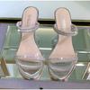 Women 8cm High Heels Wedges Platform Sandals Stripper Slippers Silver Mules Lady Transparent Clear Heels Crystal Prom Shoes