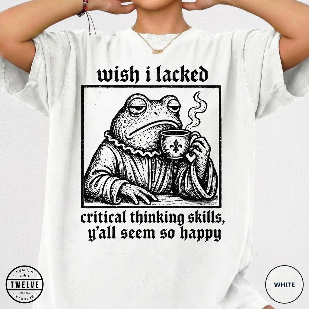 Comfort Colors® Medieval Frog Shirt, Critical Thinking Tee, Woodcut Frog Tshirt, Dark Academia Gift, Sarcastic Humor T-Shirt, Womens Gift