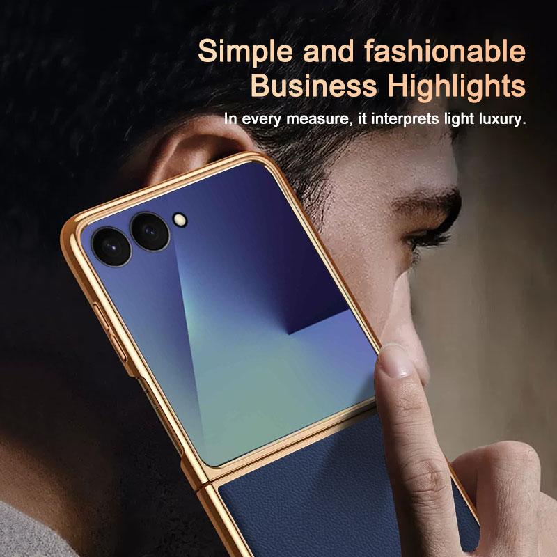 Чехол для Samsung Galaxy Z Flip 7 Роскошная кожа PU Покрытие из кожи Тонкий Защитный задний чехол-оболочка для телефона Samsung Z Flip7