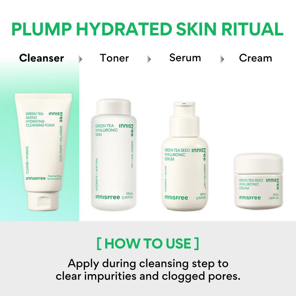 Innisfree Зеленый чай увлажняющая очищающая пенка с аминокислотами 150 г 2023AD