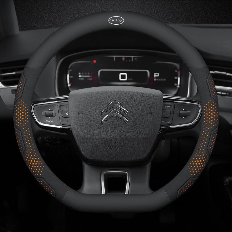 Для Citroen C1 C2 C3 C4 C5 C6 C7 C8 VTS Автомобильная дышащая и противоскользящая крышка рулевого колеса из замши, углеродного волокна и кожи
