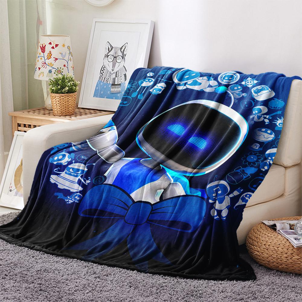 1 шт. Фланелевое одеяло с принтом ASTRO BOT, Высокое качество, Для всех сезонов, Декор для дома, Тепло и уют, Идеально для рождественских подарков