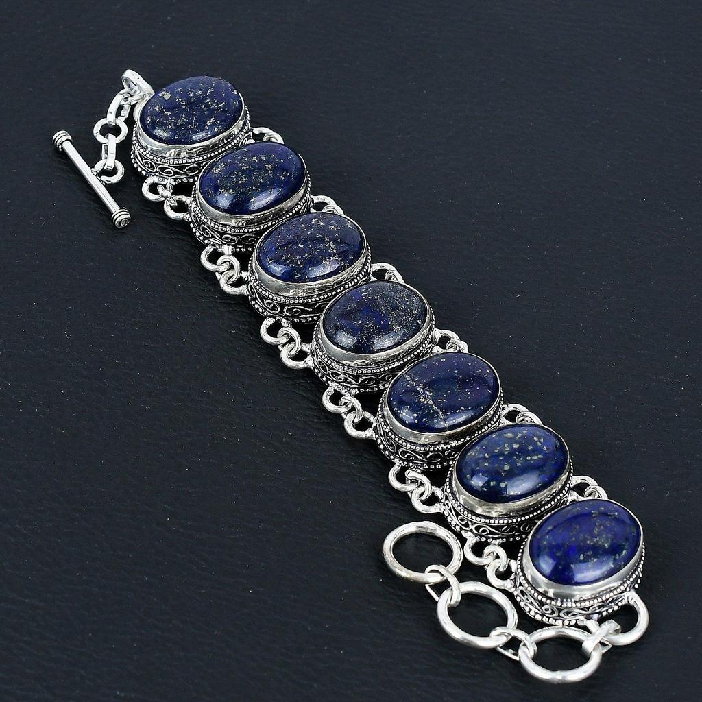 Blue Sapphire Gemstone Handmade 925 Sterling Silver Jewelry Neclace Bracelet Set, Antique Jewelry Set, Wedding Gifts Bracelet For Easter Gift