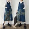 DIMANAF Женское джинсовое платье большого размера без рукавов из хлопка винтажное свободное повседневное платье макси длинное платье с цветочным принтом