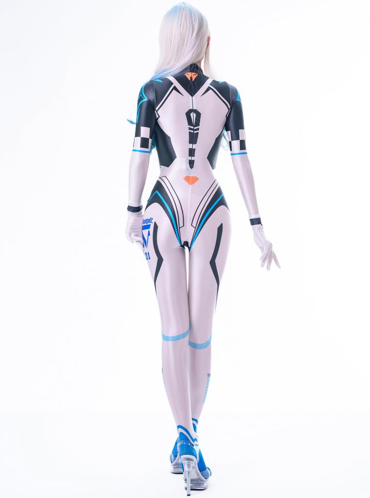 Сексуальные колготки на все тело с гладкой и блестящей спиной, танцевальные колготки для косплея LOST-G, перчатки, молния, (Размер L, БЕЛЫЙ)