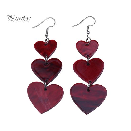 1 пара, три розовых и красных серьги в форме сердца, легкие акриловые висячие серьги, серьги с кисточками, женские ювелирные изделия для девочек-подростков, подарок