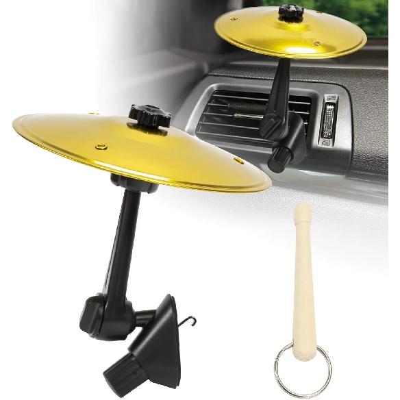 Clip-On Mini Air Vent Musical Drum Alloy Saucer Car Crash Cymbal Easy-Install Vehicle Crash Drums With Decorative Design