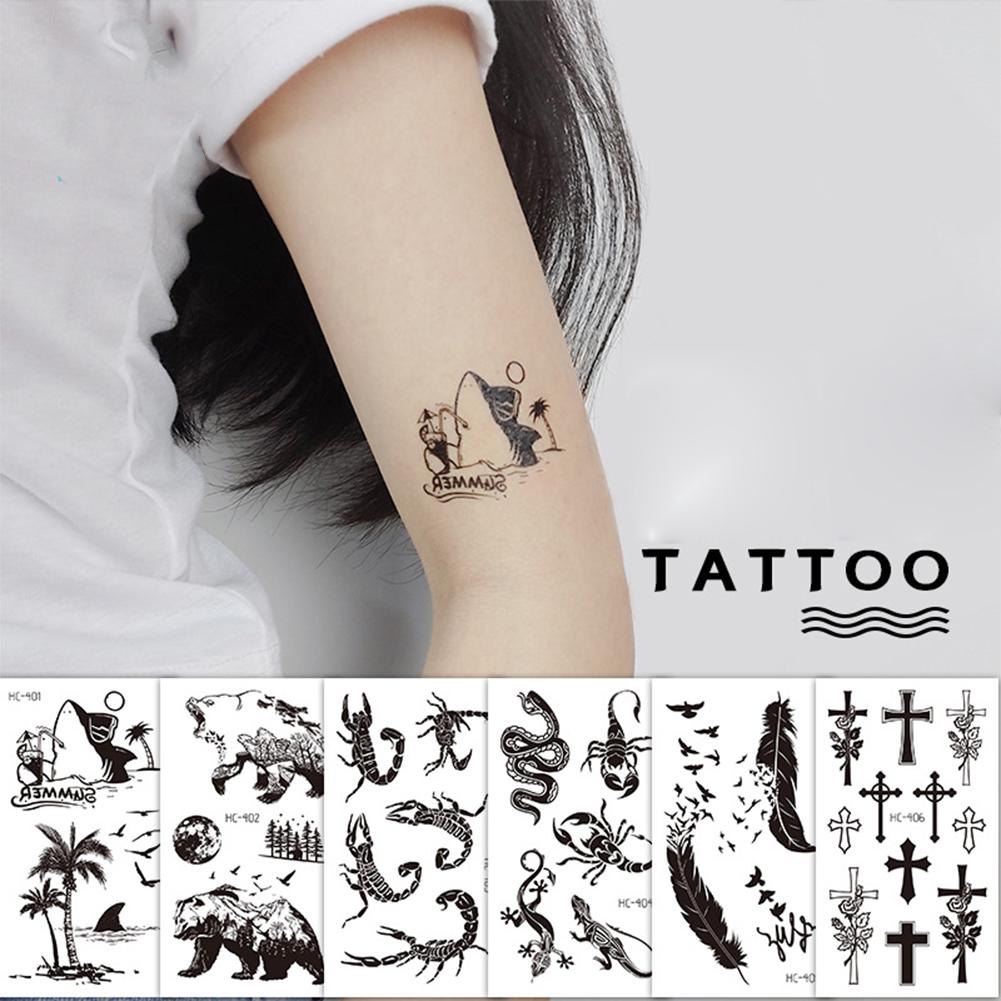 Простые черные маленькие свежие татуировки наклейки водонепроницаемые долговечные татуировки наклейки рука нога грудь боди-арт татуировки наклейки